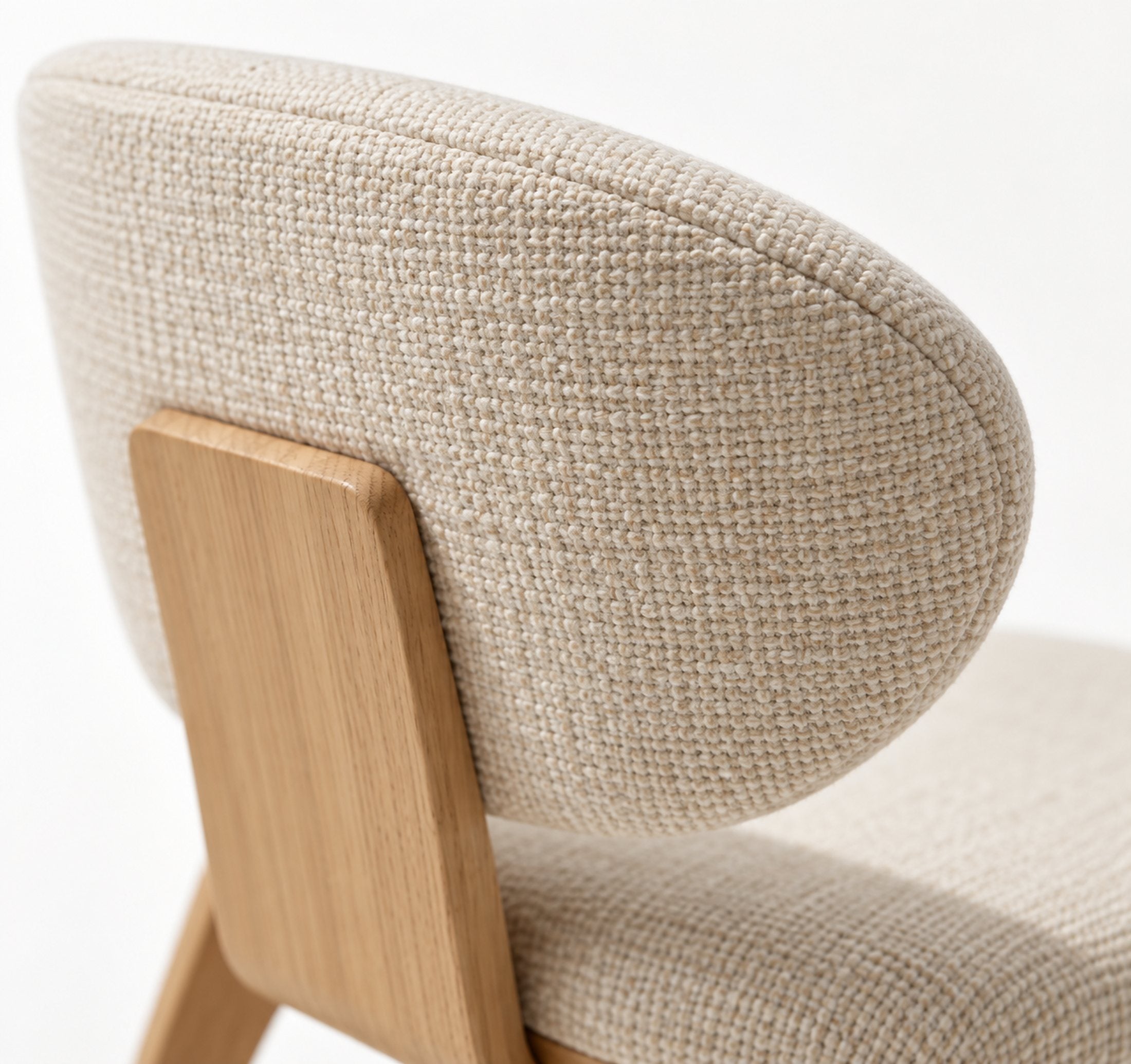 The curved upholstered backrest, close up