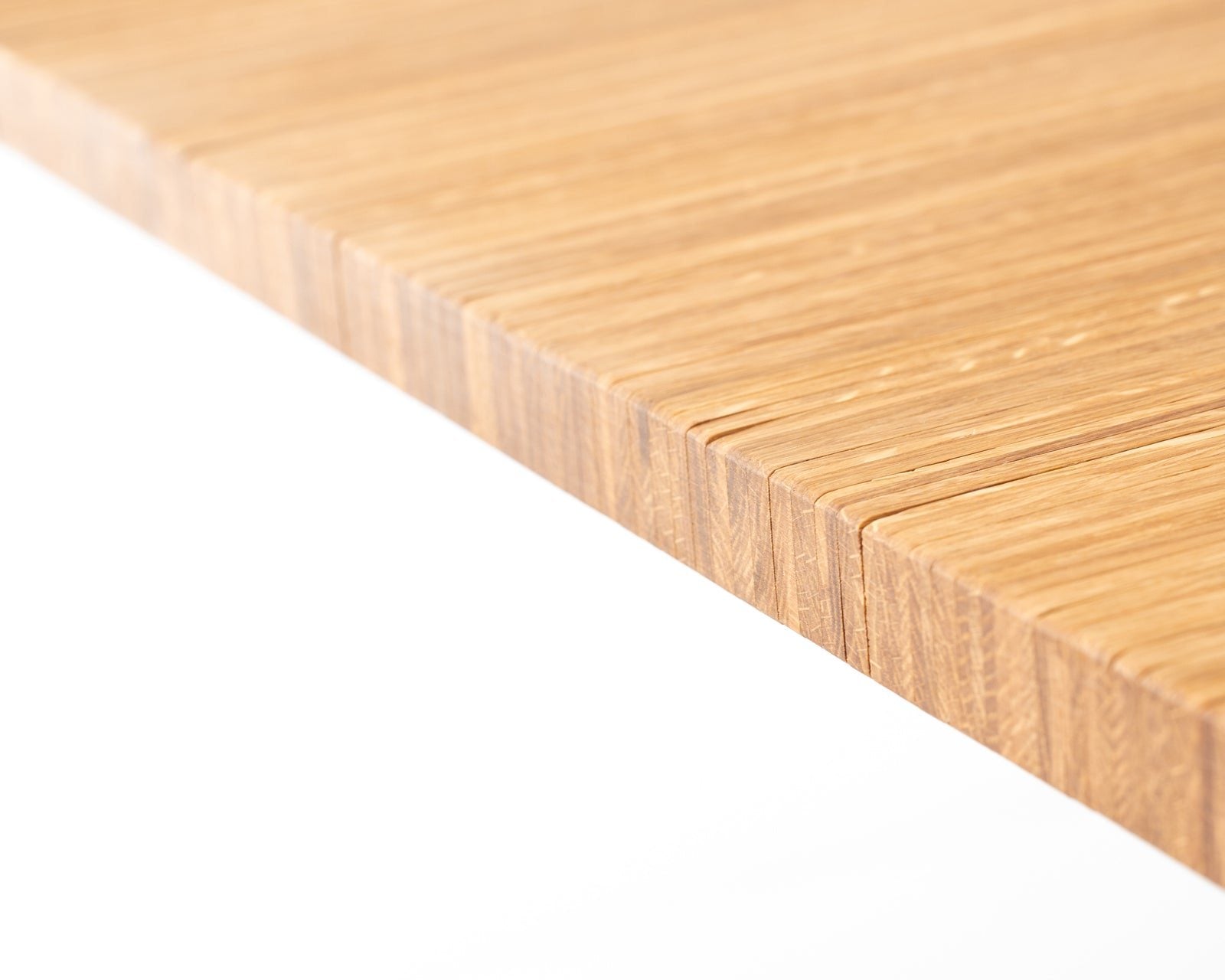 The edge of the solid oak top