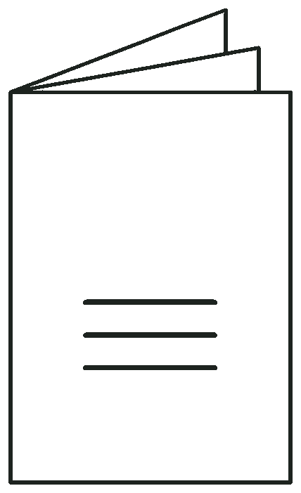 Line drawing of a folded catalog